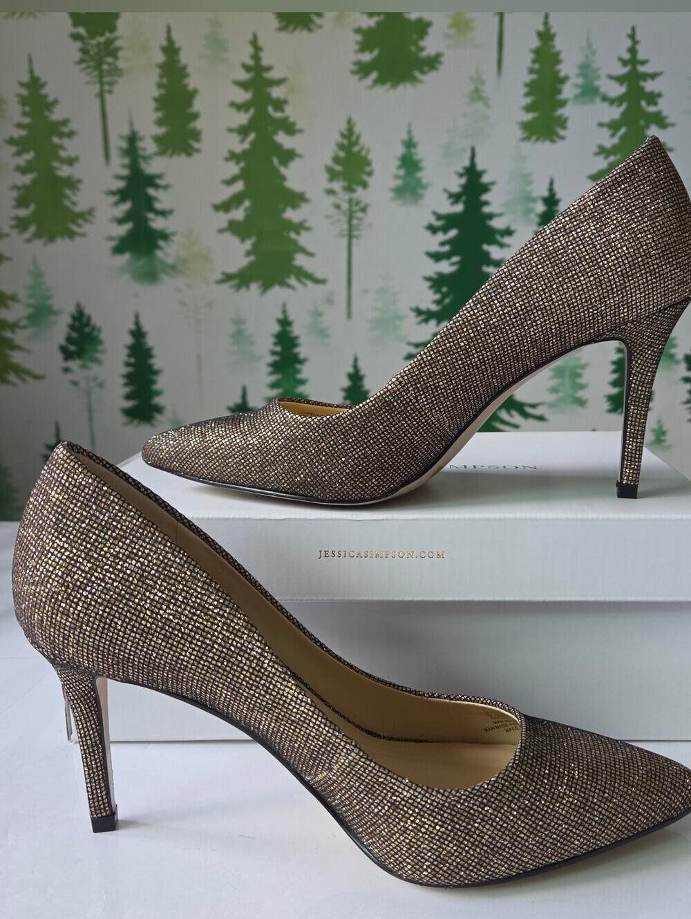 Jessica Simpson Metallic Gold Pointed-Toe Pumps